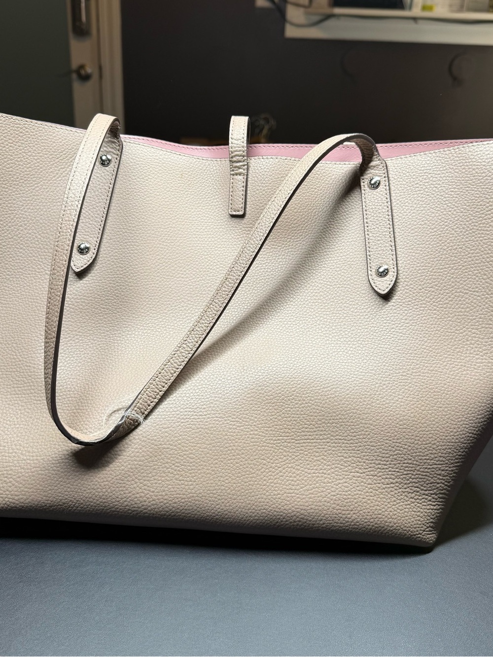 Coach Pebbled Leather Tote in Taupe - Picture 7 of 16